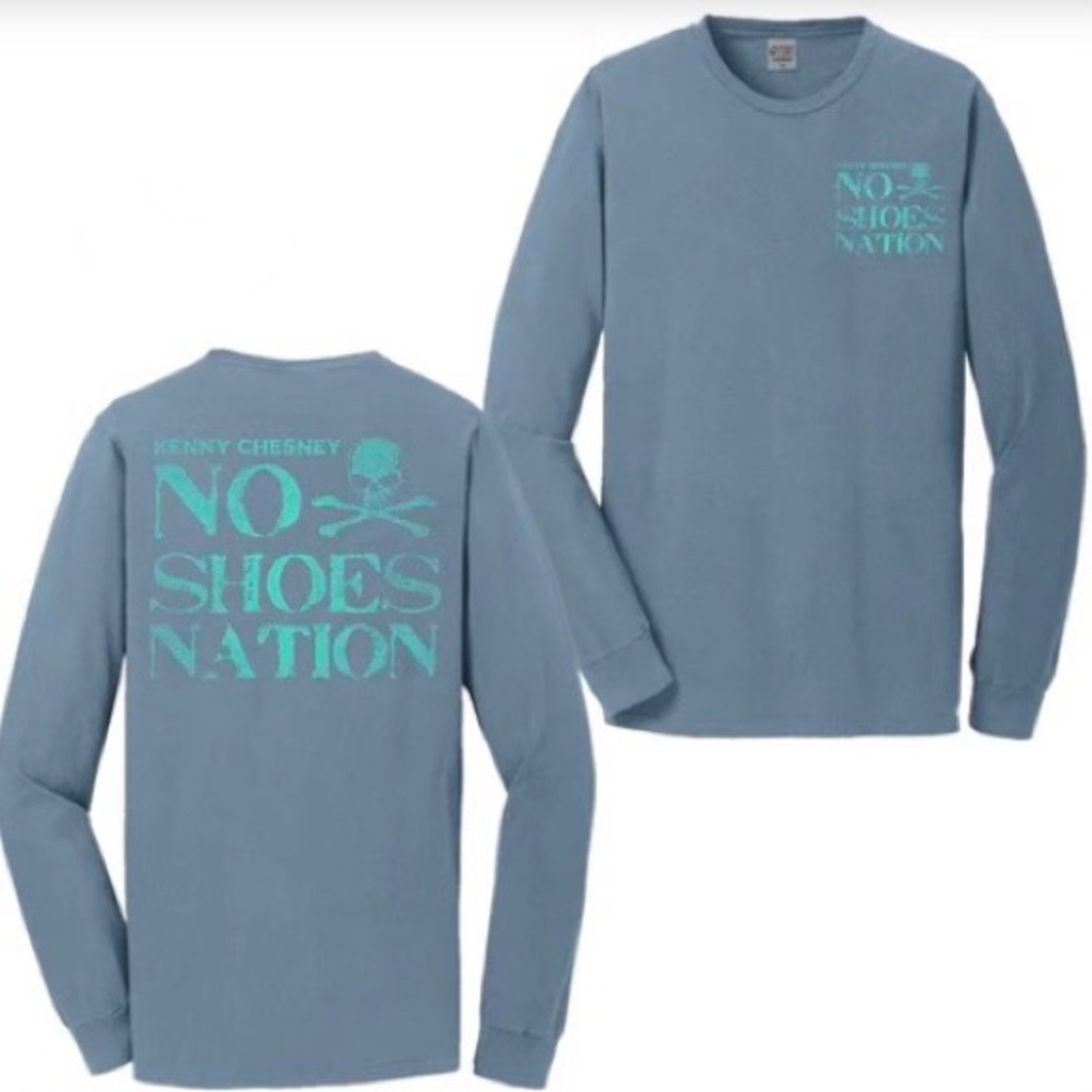 KENNY CHESNEY “NO SHOES NATION” LONG SLEEVE TEE - DENIM BLUE